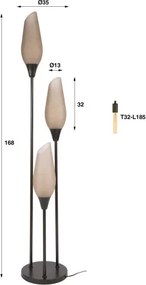 Stojaca lampa 76-90F Cocoon 3L Brown frosted glass  - Komfort-nábytok