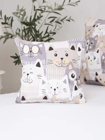 Bavlnená obliečka na vankúš Renforcé 40 × 40 cm - Mačacia invázia