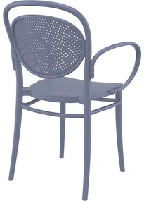 MARCEL XL záhradná stolička s podrúčkami dark grey