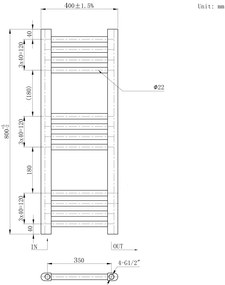 Erga Basic, vykurovacie teleso 800x400 mm, 273 W, biela, ERG-LAV-BASIC-8040-WH