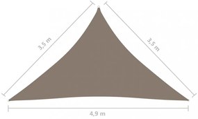 Tieniaca plachta trojuholníková 3,5 x 3,5 x 4,9 m oxfordská látka Dekorhome Béžová