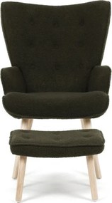 Kreslo zelené bouclé s podnožkou AK-319 GRN2
