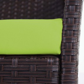 Polyratanová záhradná lavica Halden - melírovaný hnedý, zelený vankúš