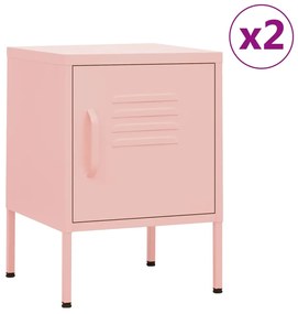 Nočné stolíky 2 ks ružové 35x35x51 cm oceľ 3095209