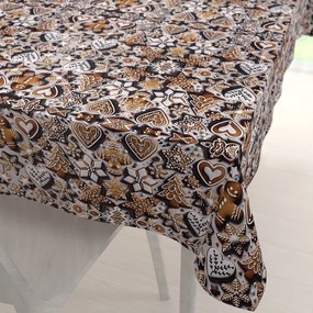 Biante Saténový obdĺžnikový obrus LUP-501 Vianočné perníčky na sivom 100x140 cm