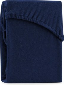 Tmavomodrá napínacia froté plachta 240x220 cm Ruby – Restilo