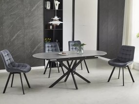 Okrúhly jedálenský stôl rozkladací GASTON CERAMIC 140 čierny mat/sivy mat