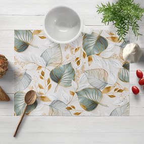 Biante Dekoračné prestieranie na stôl Leona LN-174 Zelené listy na režnom 30x40 cm