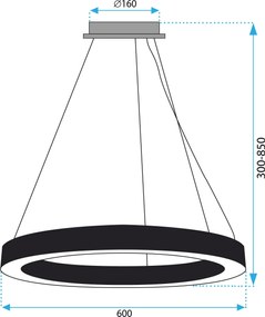 Toolight Toolight, LED stropné svietidlo 60cm, 27W, APP1282-1CP, čierna, OSW-00940