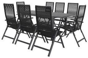 Livarno home Rozkladací záhradný stôl Miami + Záhradné kreslo Miami, 8 kusov  (800008469)