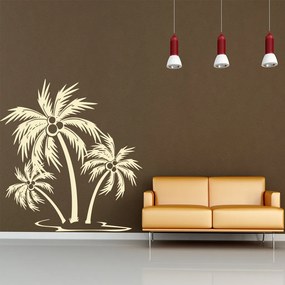 Veselá Stena Samolepka Palmy na ostrovčeku Farba: béžová, Veľkosť: 80 x 81 cm