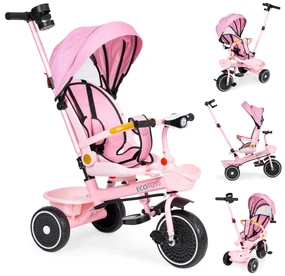Trojkolka 2 v 1, s otočným sedadlom, ružová - ECOTOYS