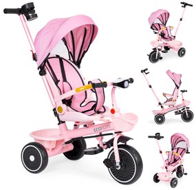 Trojkolka  2 v 1 S otočným sedadlom, ružová - ECOTOYS