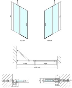 Polysan, ZOOM LINE sprchové dvere 1100mm, číre sklo, ZL1311