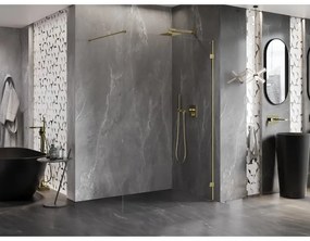 Mexen Lunar sprchová stena pravá 80 x 200 cm, 8mm číre sklo, zlatá lesklá, 830-080-000-50-00-P