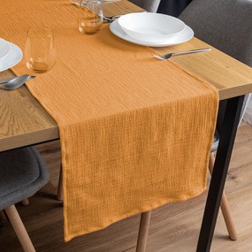 Biante Mušelínový behúň na stôl MSN-001 Horčicovo oranžový 35x180 cm