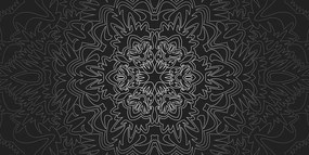 Obraz ornamentálna Mandala v čiernobielom prevedení - 120x60