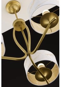 Jupiter 2109 - Luster na tyči KASZMIR 3xE27/15W/230V biela/zlatá/mramorový dekor