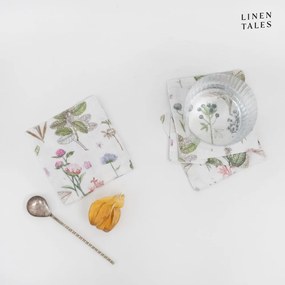Biele/zelené látkové tácky v súprave 4 ks White Botany – Linen Tales