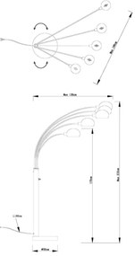 Globo 58228NB - Stojacia lampa SEYMOUR 5xE14/40W/230V čierna