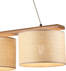Luster na lanku AIDA 3xE27/15W/230V pr. 25 cm dub/rafia