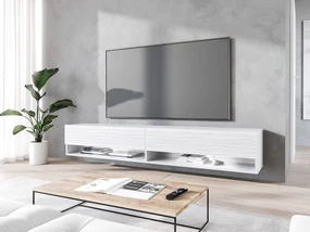 TV stolík/skrinka Adenik 180 MDF, Farby: čierny grafit / čierna fala, Osvetlenie: osvetlenie LED RGB - farebné