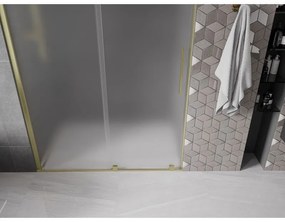Mexen Velar, posuvné sprchové dvere do otvoru 140 cm, 8mm sklo námraza, zlatá matná, 871-140-000-31-55