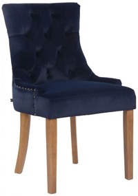 Jedálenská stolička Aberdeen ~ zamat, drevené nohy antik svetlé - Modrá
