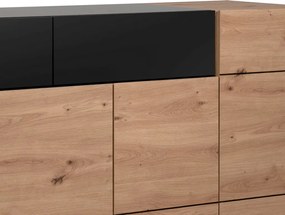 Široká komoda so zásuvkami Nola, dub artisan/čierna