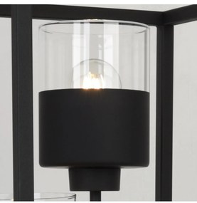 Stojacia lampa Roma Cage, 3x čierne/transparetné sklenené tienidlo v kovovom ráme