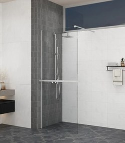 Erga Paris, sprchová zástena Walk-In 80x200 cm, 8mm šedé sklo, biely matný profil, ERG-V02-PARIS-080x200-GR-WH