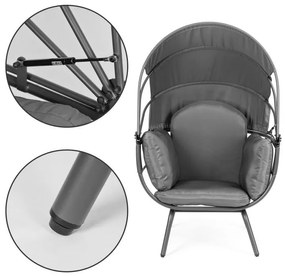 ZÁHRADNÉ KRESLO SO SKLADACOU STRIEŠKOU BAZIL ŠEDÉ