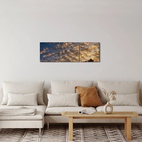 Obraz - Palmy medzi mrakmi (s hodinami) (90x30 cm)