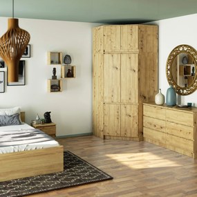 Rohová šatní skříň CLP 100 cm 6D dub artisan