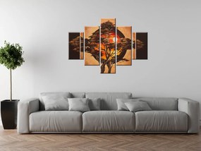 Gario Ručne maľovaný obraz Sférický strom - 5 dielny Rozmery: 150 x 105 cm