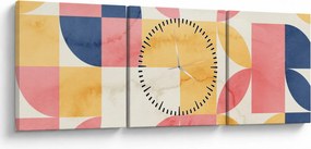 Obraz - Abstrakcia s retro vzormi (s hodinami) (90x30 cm)