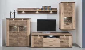 Obývacia stena Grande, dub artisan / dub Ribbeck, s osvetlením