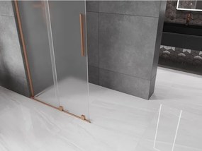 Mexen Velar L, posuvná sprchová zástena Walk-in 100 x 200 cm, 8mm sklo námraza, medená matná, 871-100-003-33-65