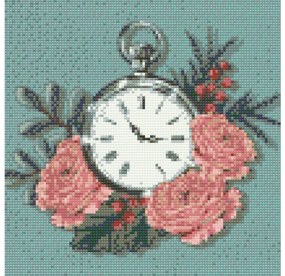 Gario Diamantové maľovanie Vreckové hodinky Rozmery: 50 x 50 cm, Rámovanie: S vnútorným rámom, Diamanty: Okrúhle