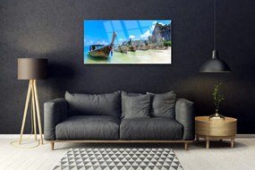 Obraz na skle Loďka more pláž krajina 120x60 cm