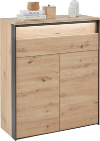 XXXLutz SKRINKA NA TOPÁNKY, čierna, dub artisan, 87,7/105,6/37,8 cm Voleo - Skrine, regály & police na topánky - 000589000509