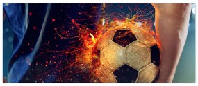 Obraz - Futbalová lopta v ohni (120x50 cm)