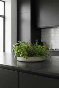 Dekoračná miska ORYVEN, sklolaminát s drážkami, priemer 30 cm, sivá