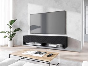 Závesná TV skrinka Adenuk 140 MDF (čierna grafit + rybia kosť čierna) (s LED RGB osvetlením). Vlastná spoľahlivá doprava až k Vám domov. 1106323