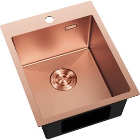 Mexen Solix, 1-komorový nerezový drez 400 x 500 mm, brúsená meď, 6406401000-65