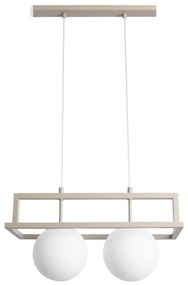 Závesné svietidlo Florence, 2x biele sklenené tienidlo, be/g