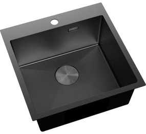 Mexen Solix, 1-komorový nerezový drez 500 x 500 mm, čierna, vzor voština, 6407501000-70HC