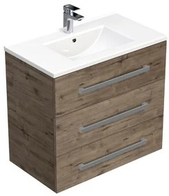 Kúpeľňová skrinka s umývadlom SAT Cube Way 80x76,5x46 cm dub Wellington mat CUBE46803DWMOD, 1 ks