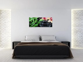 Obraz - Kamene a orchidey (120x50 cm)