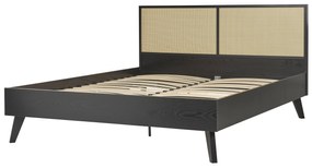 Ratanová posteľ 160 x 200 cm čierna/svetlé drevo MONPAZIER Beliani